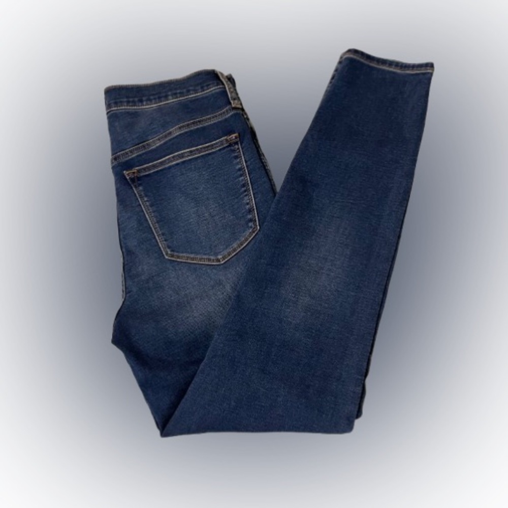 J. Crew Dark 9” High Rise Skinny Jeans Denim Dark Wash Whiskers Sz 28